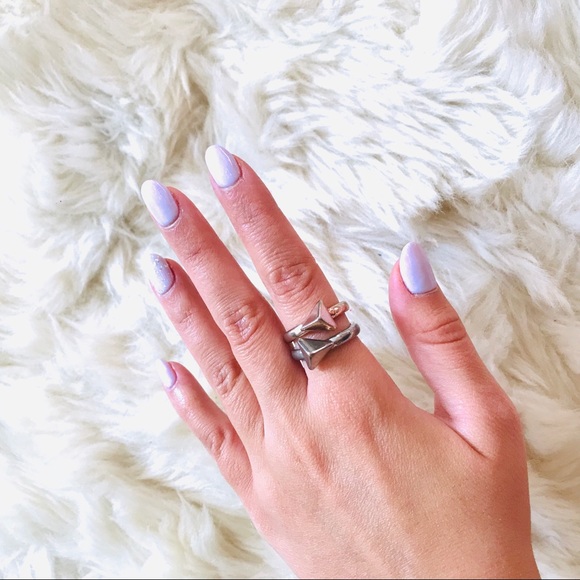 Set of triangle rings - silver and rose gold - Picture 1 of 4